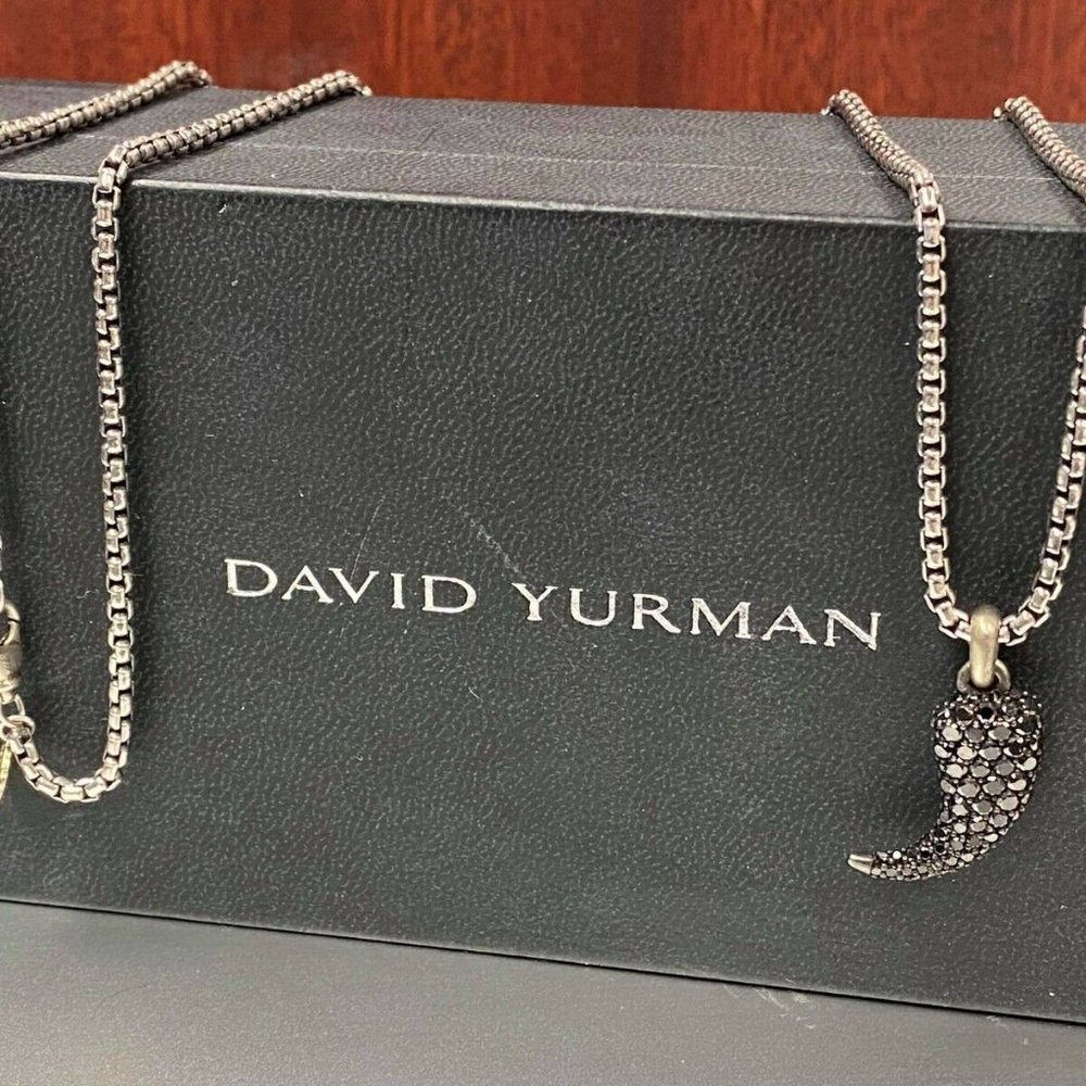 David Yurman .925 Sterling Silver Box Link Chain 14kt Accent Lynx Claw VWG EB21